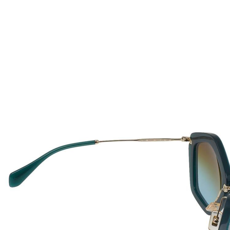 Pre Owned Miu Miu Turquoise Green SMU 06O Cat Eye Sunglasses