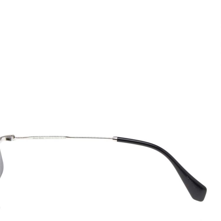 Pre Owned Miu Miu Grey Crystal Detail SMU59T Rimless Rectangle Sunglasses