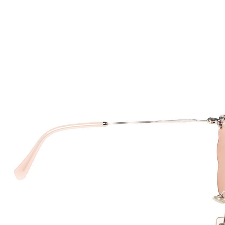 Pre Owned Miu Miu Silver Tone/Pink SMU57U Cloud Aviator Sunglasses