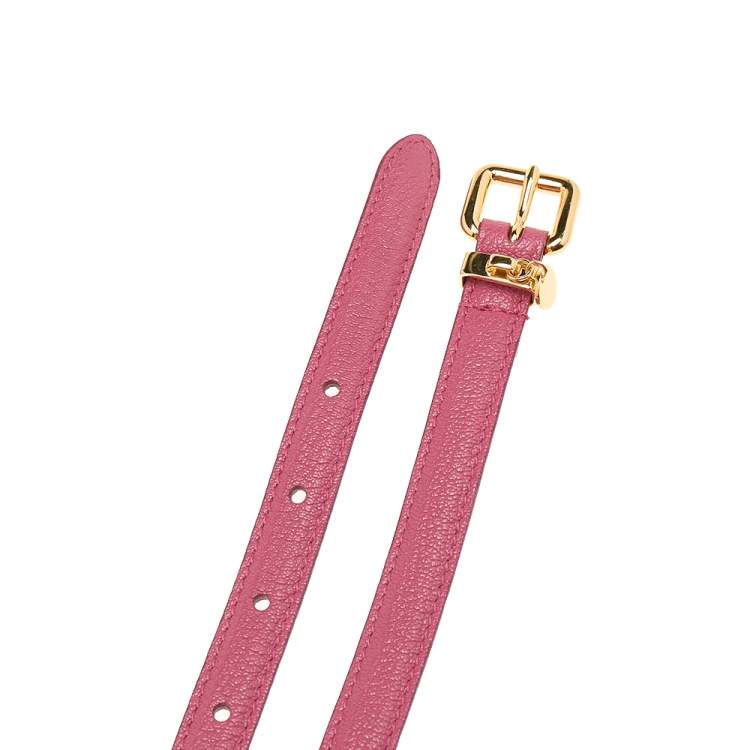 Pre Owned Miu Miu Pink Leather Waist Belt 75CM
