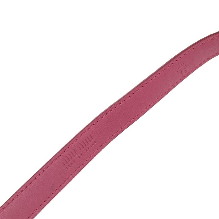 Pre Owned Miu Miu Pink Leather Waist Belt 75CM