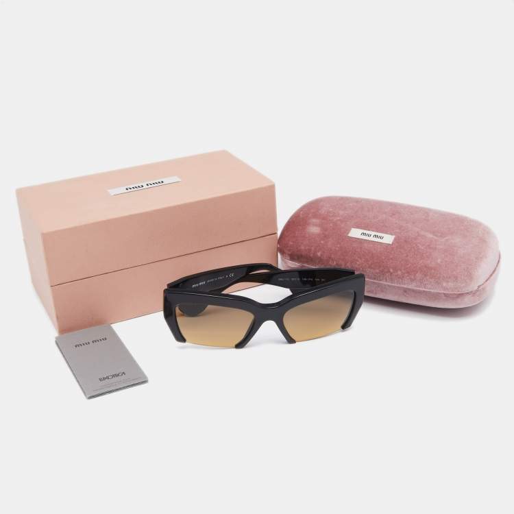 Pre Owned Miu Miu Black / Brown Gradient SMU 110 Rasoir Half Rim Sunglasses