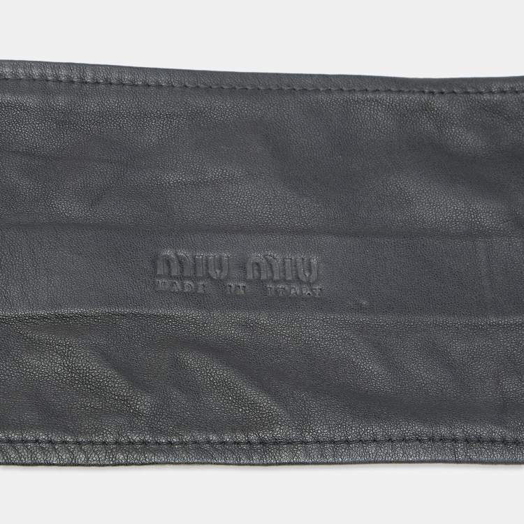 Pre Owned Miu Miu Dark Grey Leather D-Ring Belt 85 CM