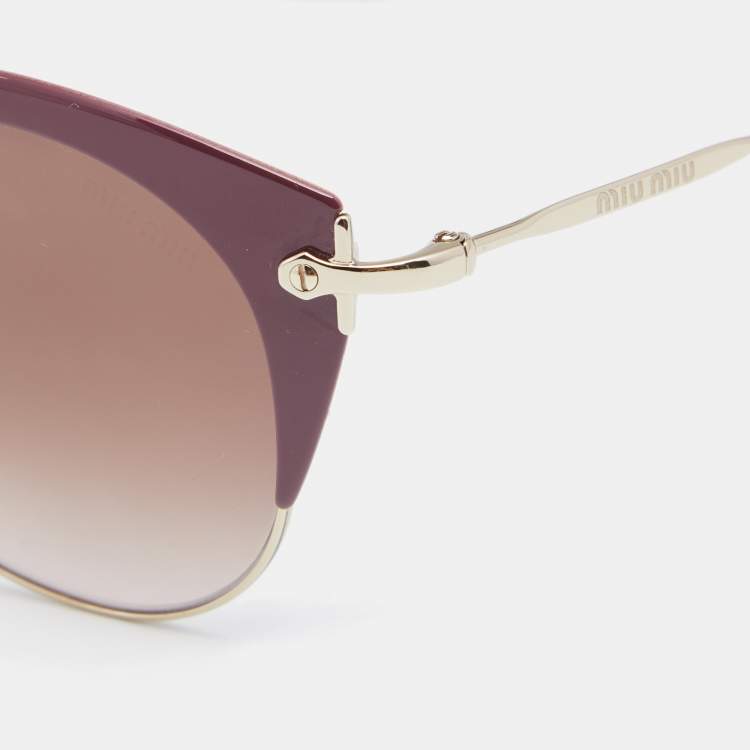 Pre Owned Miu Miu Brown/Burgundy Gradient SMU 53R Cat Eye Sunglasses