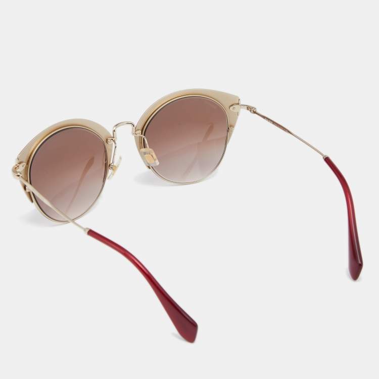 Pre Owned Miu Miu Brown/Burgundy Gradient SMU 53R Cat Eye Sunglasses