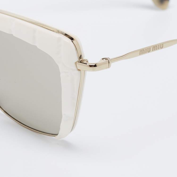 Pre Owned Miu Miu White SMU 52Q Cat Eye Sunglasses