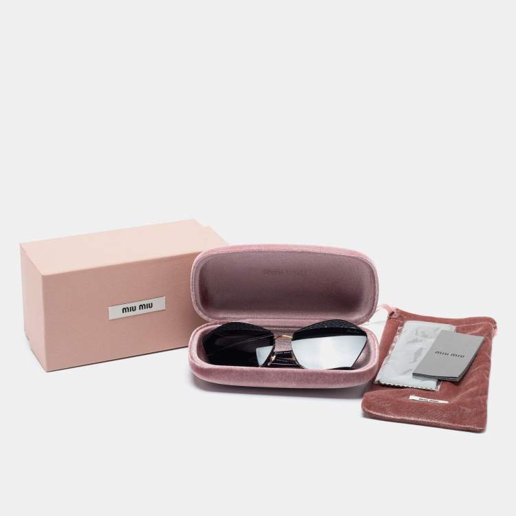 Pre Owned Miu Miu Black / Grey SMU 01X Charms Aviator Sunglasses