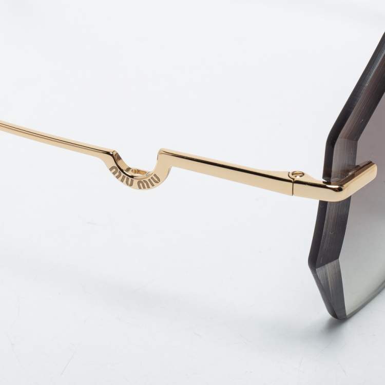 Pre Owned Miu Miu Gold Tone/ Grey Gradient SMU 55X Butterfly Sunglasses