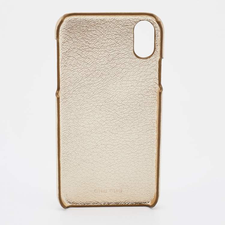 Pre Owned Miu Miu Gold Leather iPhone X / XS Cover 