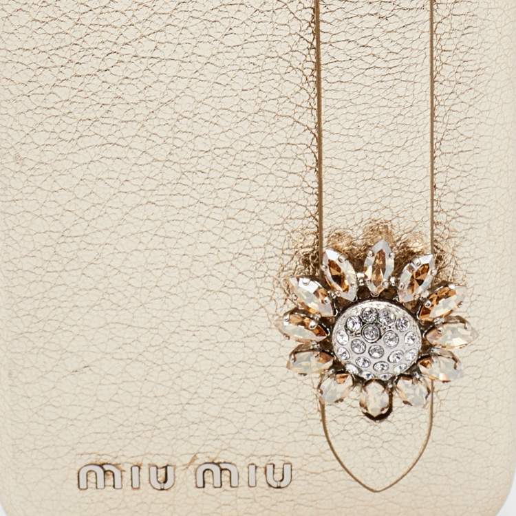 Pre Owned Miu Miu Gold Leather iPhone X / XS Cover 