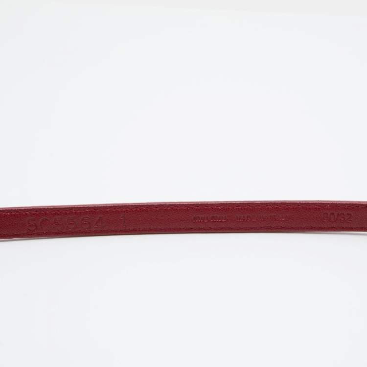 Pre Owned Miu Miu Red Leather Bow Buckle Belt 80 CM