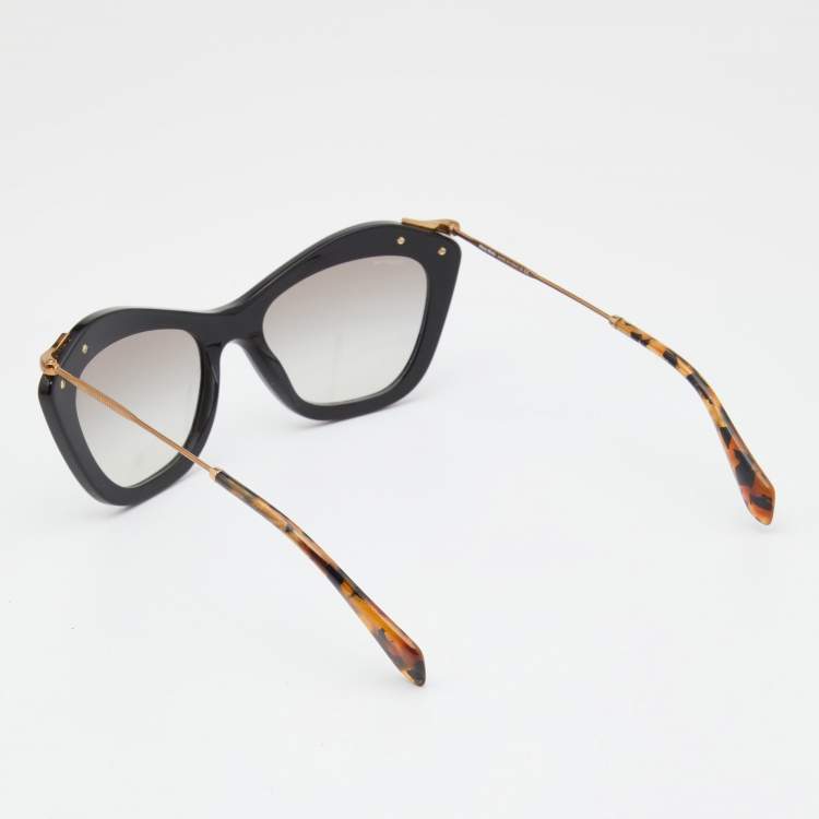 Pre Owned Miu Miu Brown/Grey SMU 03P Embellished Cat Eye Sunglasses