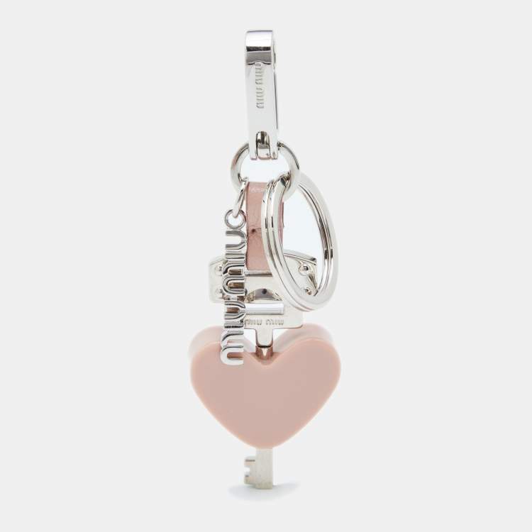 Pre Owned Miu Miu Pink Heart & Key Bag Charm/ Key Ring