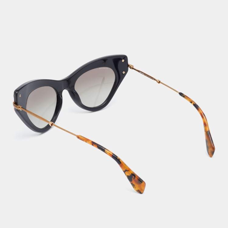 Pre Owned Miu Miu Black/Grey Gradient SMU 04P Embellished Cat-eye Sunglasses