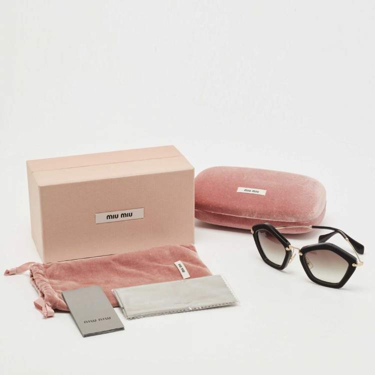 Pre Owned Miu Miu Black/Gold Gradient Cat Eye Sunglasses