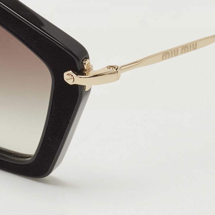 Pre Owned Miu Miu Black/Gold Gradient Cat Eye Sunglasses