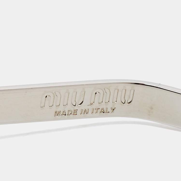 Pre Owned Miu Miu Silver Tone Bow Crystal Embellished Head Band
