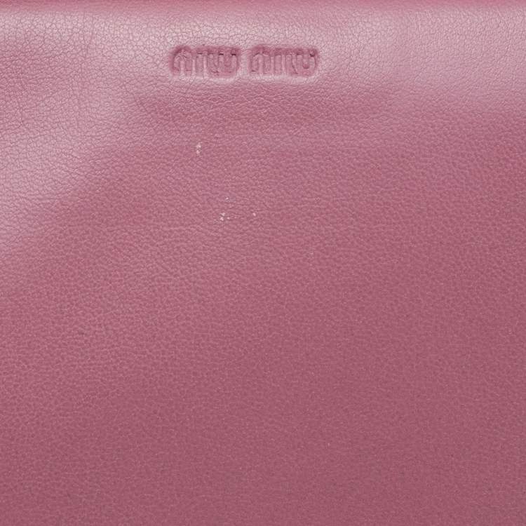 Pre Owned Miu Miu Pink Croc Embossed Patent Leather Zip Around iPad Cover