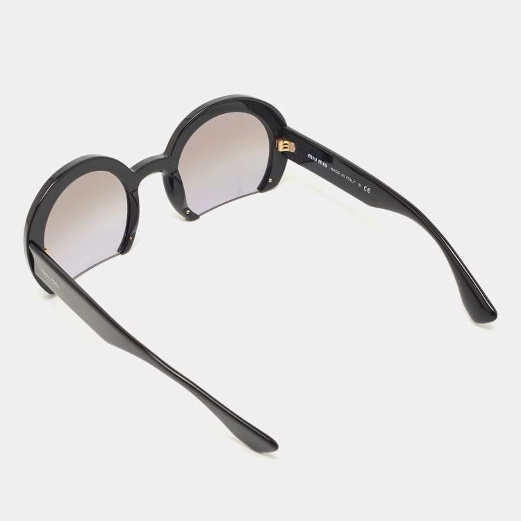 Pre Owned Miu Miu Black Donna Sole Gradient Round Sunglasses