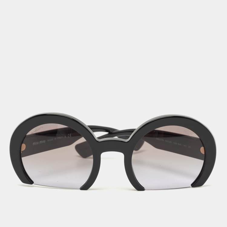 Pre Owned Miu Miu Black Donna Sole Gradient Round Sunglasses