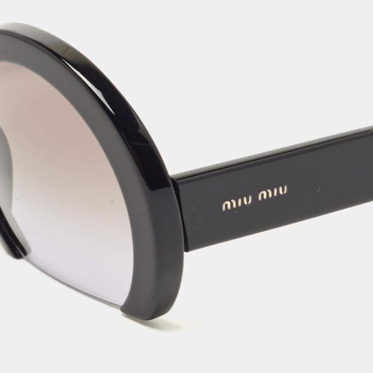 Pre Owned Miu Miu Black Donna Sole Gradient Round Sunglasses