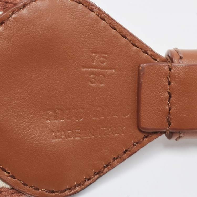 Pre Owned Miu Miu Multicolor  Embroidered Canvas and Leather Buckle Belt 75CM
