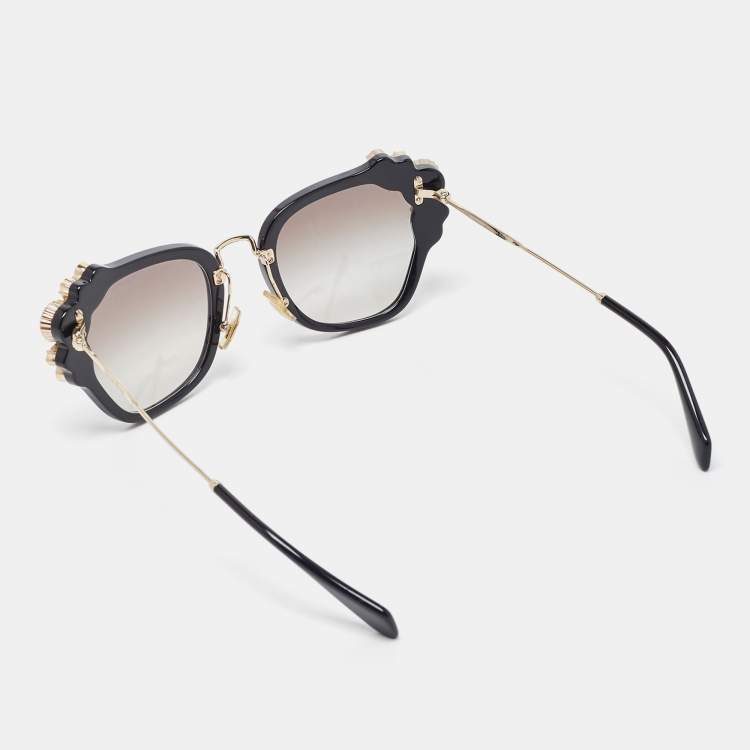 Pre Owned Miu Miu Black Runaway Jewel Gradient Sunglasses