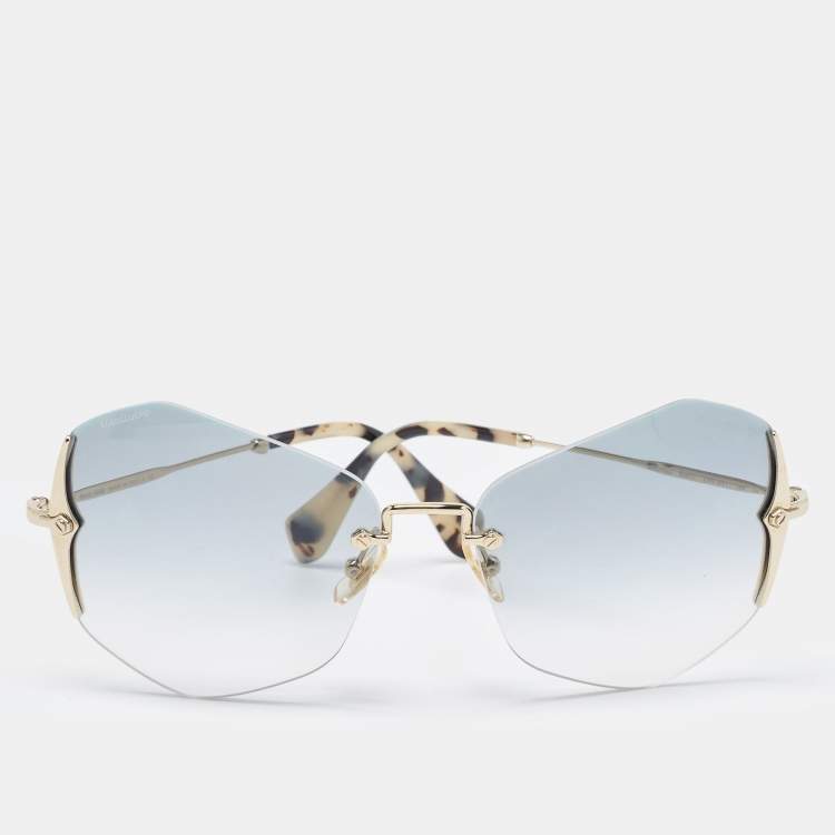 Pre Owned Miu Miu Black/Beige Gradient SMU520 Rimless Butterfly Sunglasses 