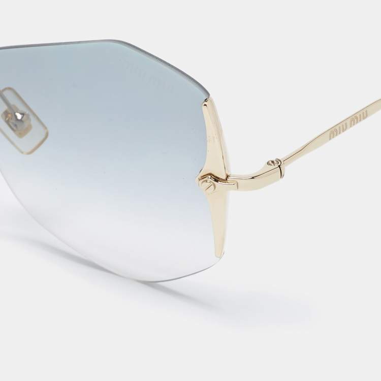 Pre Owned Miu Miu Black/Beige Gradient SMU520 Rimless Butterfly Sunglasses 