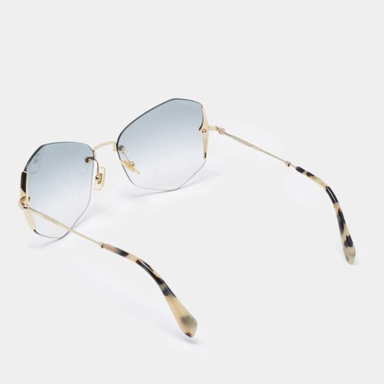 Pre Owned Miu Miu Black/Beige Gradient SMU520 Rimless Butterfly Sunglasses 