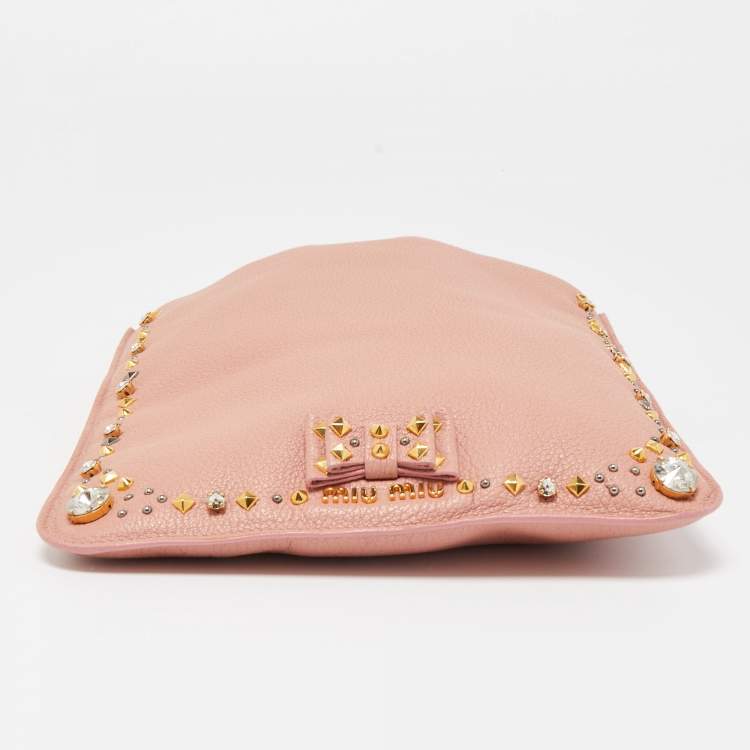 Pre Owned Miu Miu Pink Leather Studded iPad Case