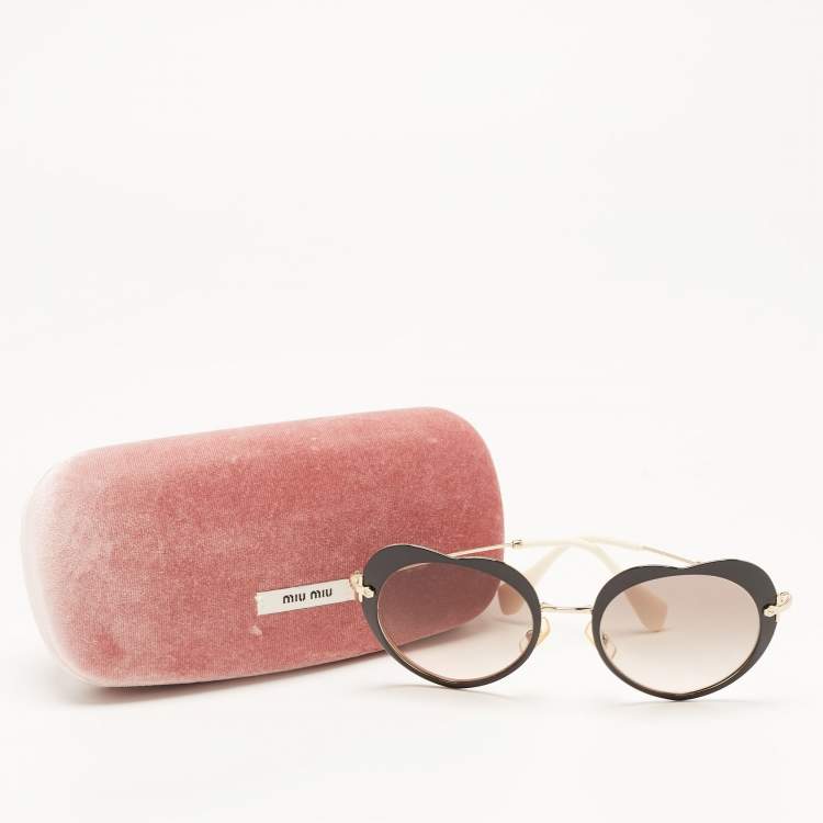 Pre Owned Miu Miu Brown Gradient SMU54R Heart Shaped Sunglasses