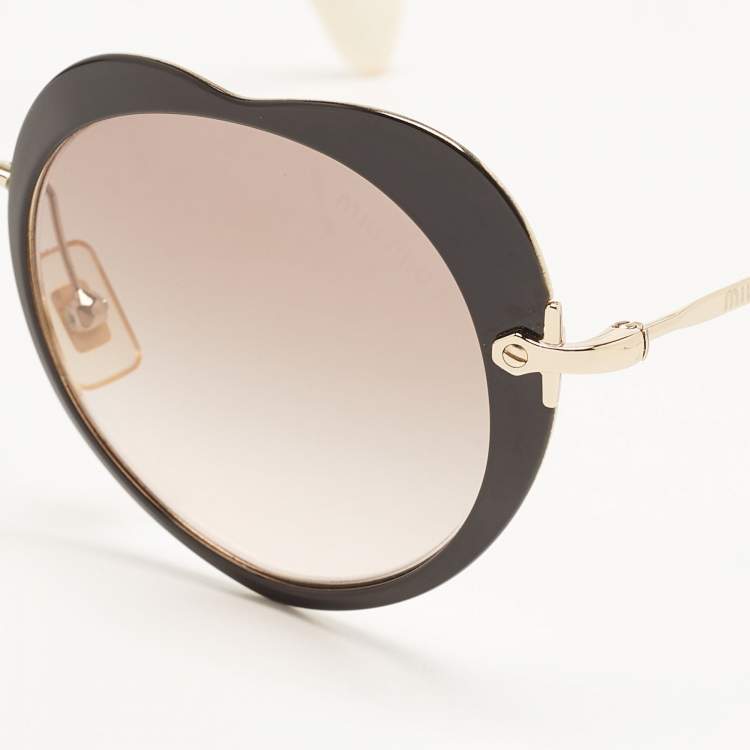 Pre Owned Miu Miu Brown Gradient SMU54R Heart Shaped Sunglasses
