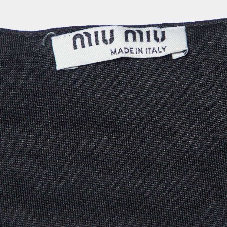 Pre Owned Miu Miu Black Silk Pleated Top S