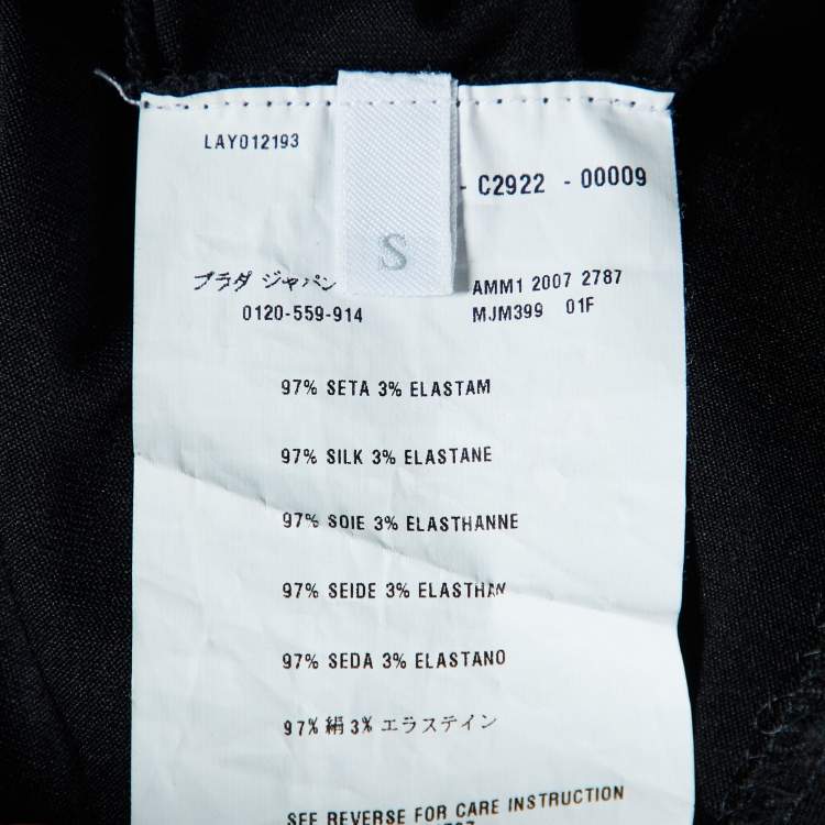 Pre Owned Miu Miu Black Silk Pleated Top S