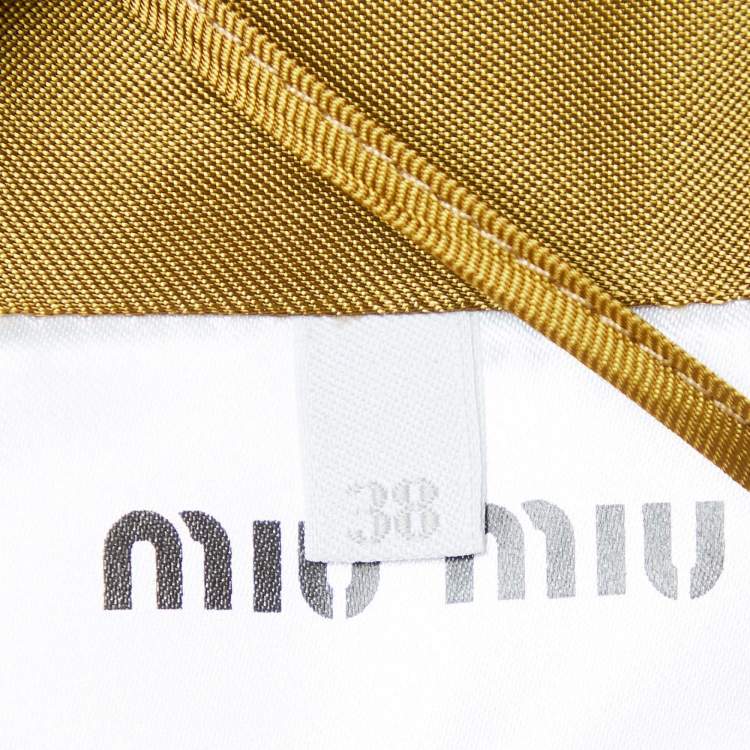 Pre Owned Miu Miu Khaki Brown Gabardine Lace-Up Crop Corset Top S