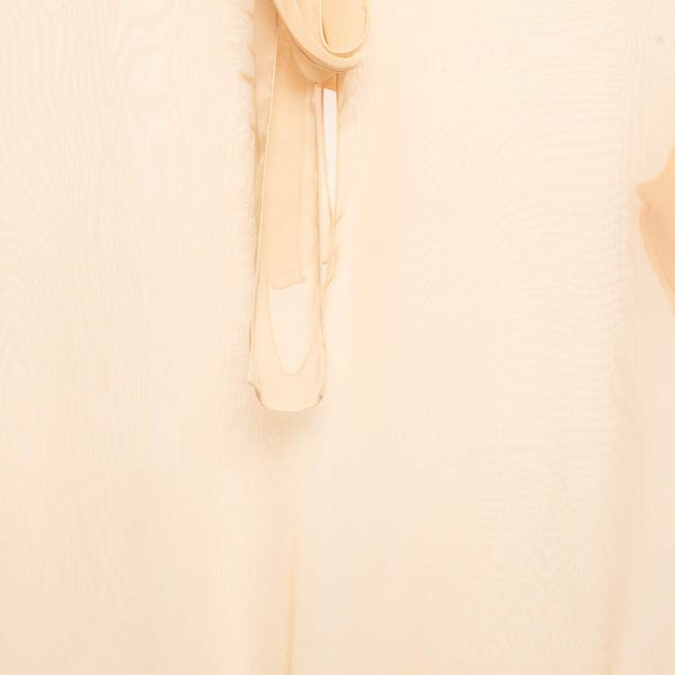 Pre Owned Miu Miu Beige Chiffon Sheer Blouse M