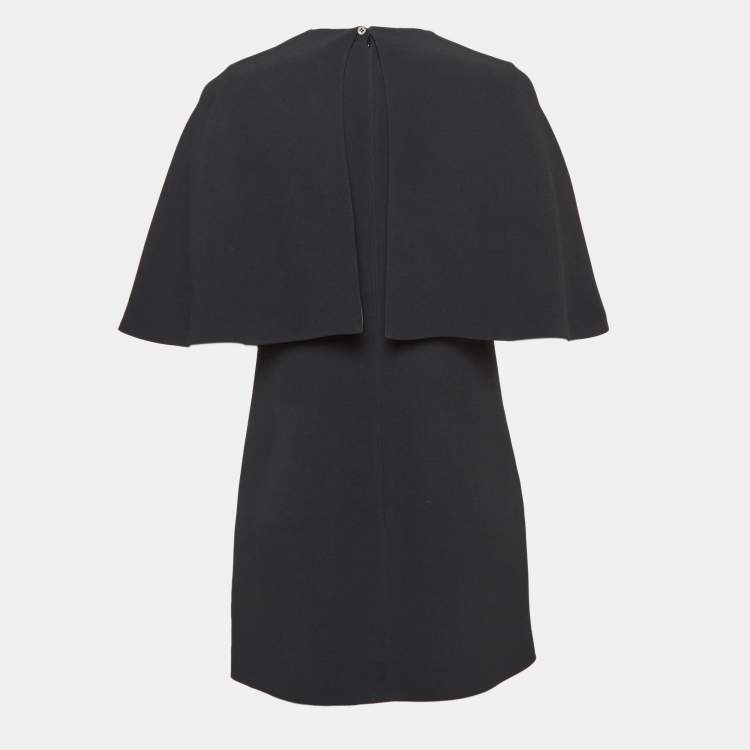 Pre Owned Miu Miu Black Crepe Cape Style Mini Dress M