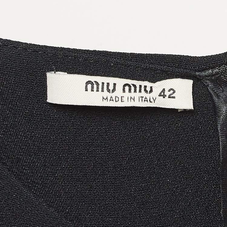 Pre Owned Miu Miu Black Crepe Cape Style Mini Dress M