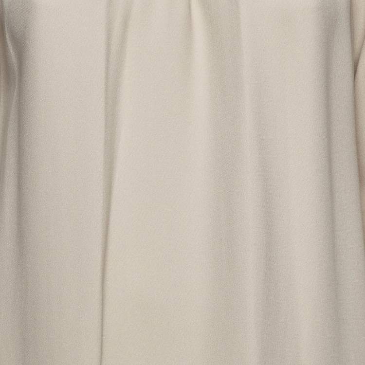 Pre Owned Miu Miu Beige Crepe Gathered Neckline Shift Dress S