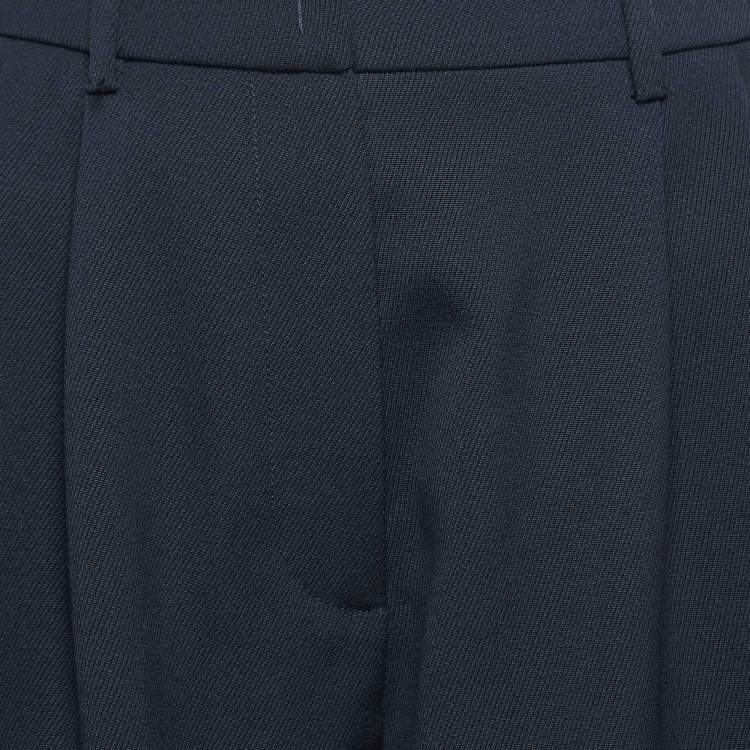 Pre Owned Miu Miu Navy Blue Wool Flared Shorts S