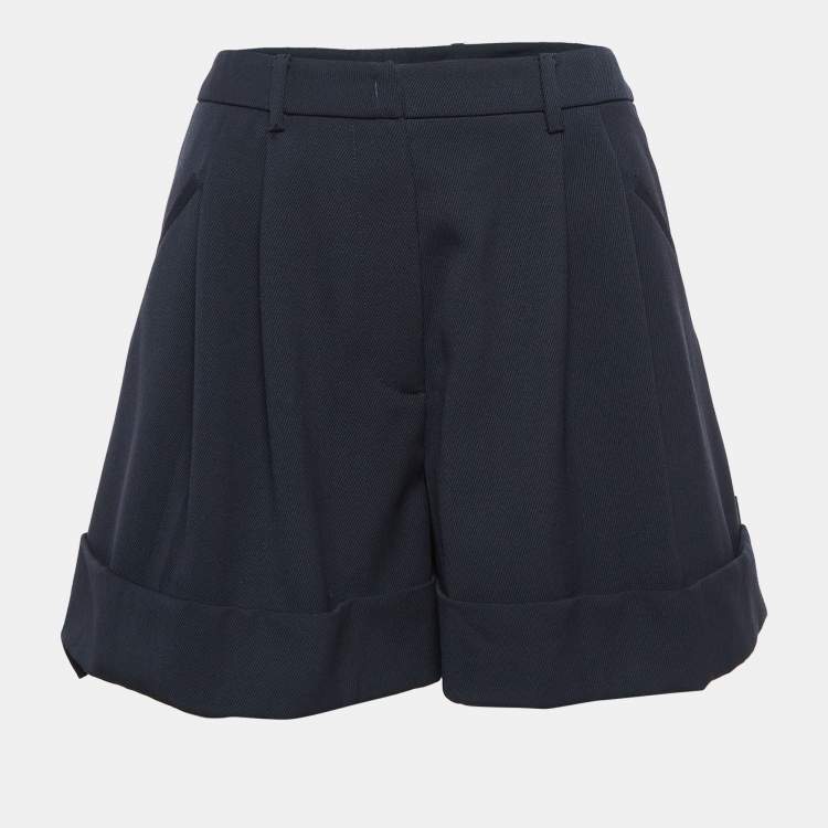 Pre Owned Miu Miu Navy Blue Wool Flared Shorts S