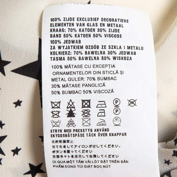 Pre Owned Miu Miu Off-White Stars Print Silk Embellished Closure Shirt L
