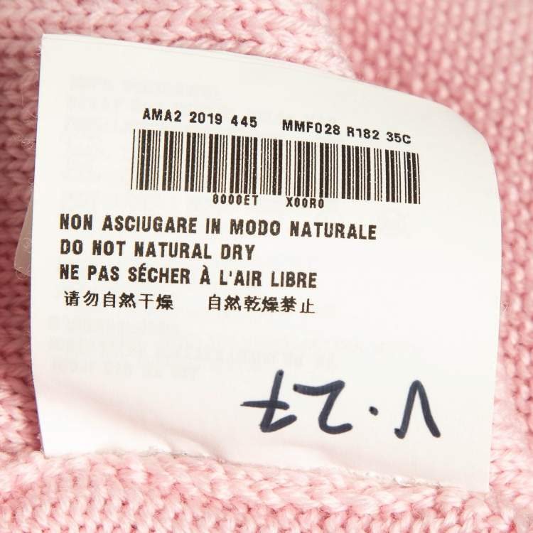 Pre Owned Miu Miu Pink Patterned Knit Button Front Cardigan S