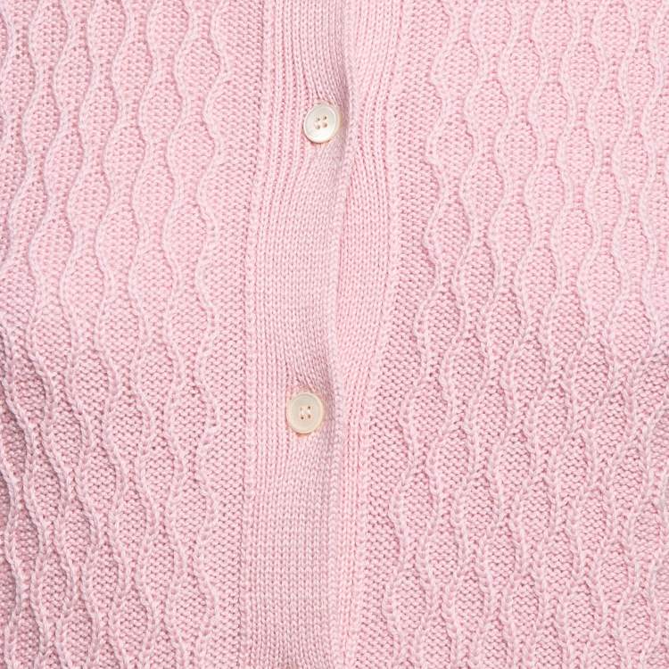 Pre Owned Miu Miu Pink Patterned Knit Button Front Cardigan S