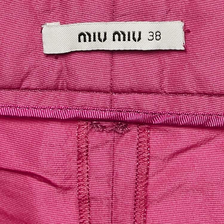 Pre Owned Miu Miu Pink Synthetic Pleated Shorts S