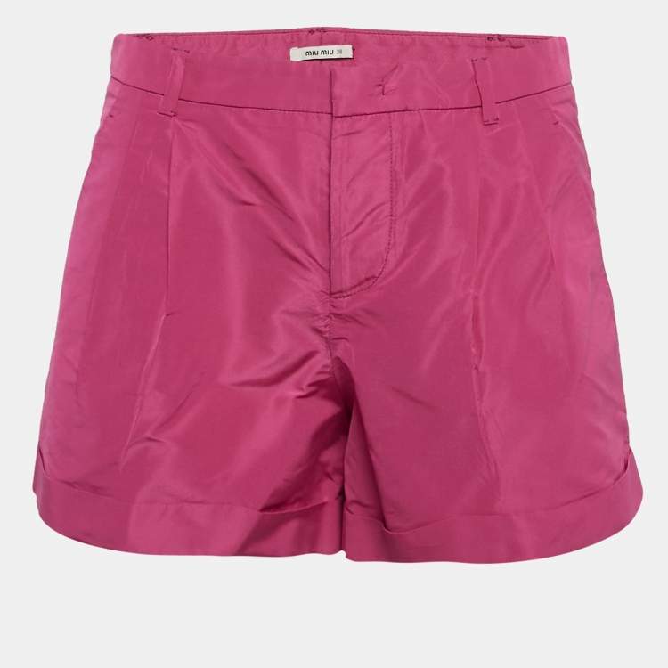 Pre Owned Miu Miu Pink Synthetic Pleated Shorts S