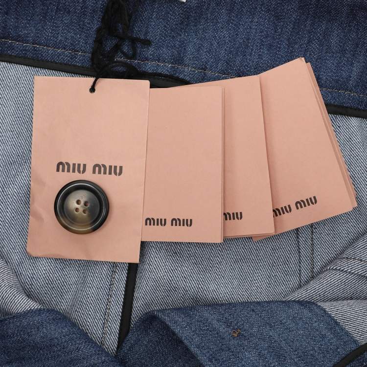 مملوكة مسبقًا Miu Miu Blue Denim Button Front Midi Skirt M