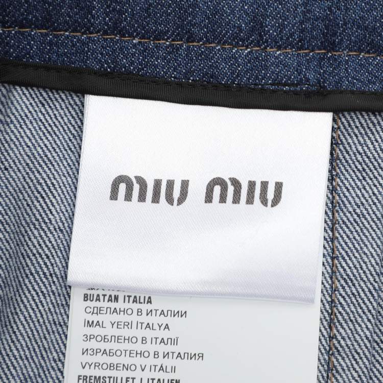 مملوكة مسبقًا Miu Miu Blue Denim Button Front Midi Skirt M