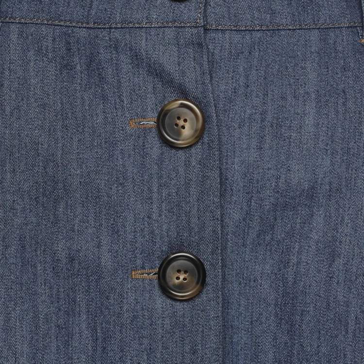 مملوكة مسبقًا Miu Miu Blue Denim Button Front Midi Skirt M
